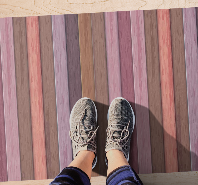 Vertical purple stripes wood effect rug - TenStickers