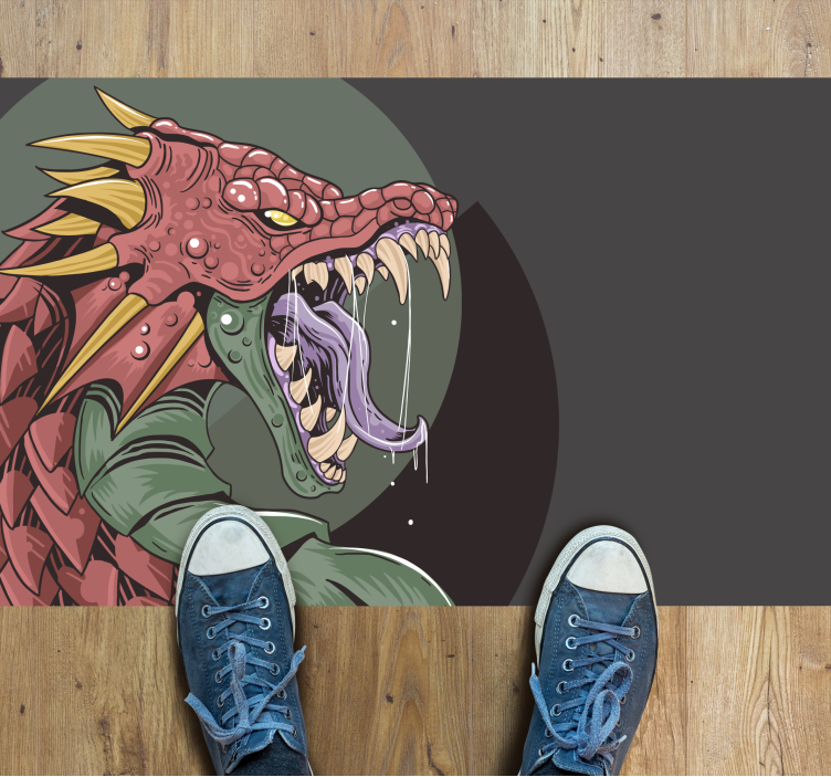 Dragon Head Illustration teenage bedroom rug - TenStickers
