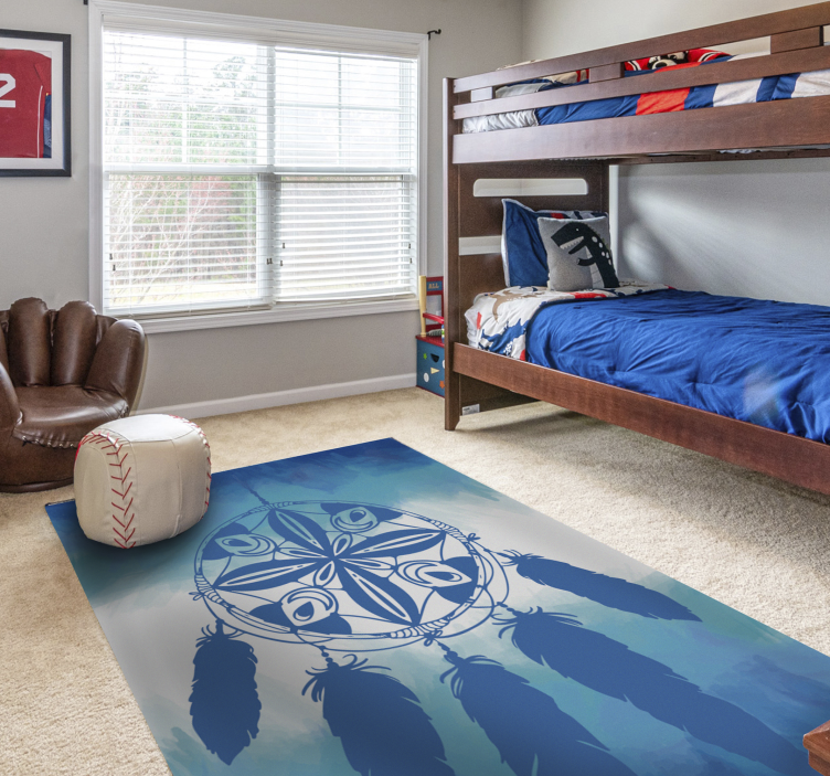 Dreamcatcher Feather blue rug - TenStickers
