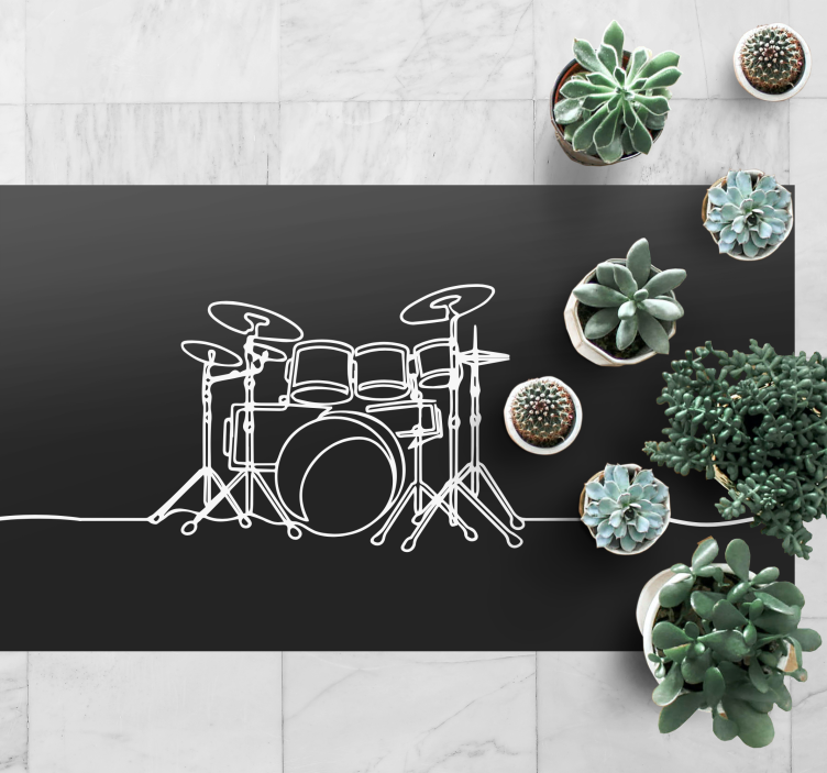 Drum Set Silhouette teenage bedroom rug - TenStickers
