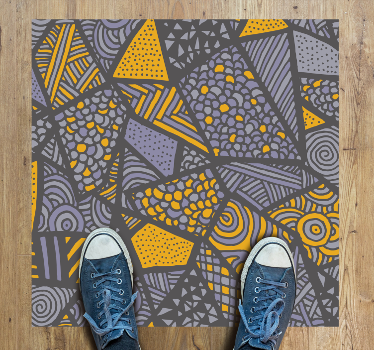 Dynamic grey shapes geometric rug - TenStickers