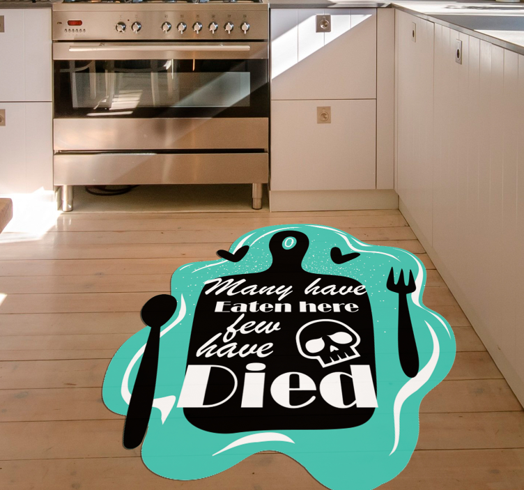 Eaten Here Died quote rug - TenStickers