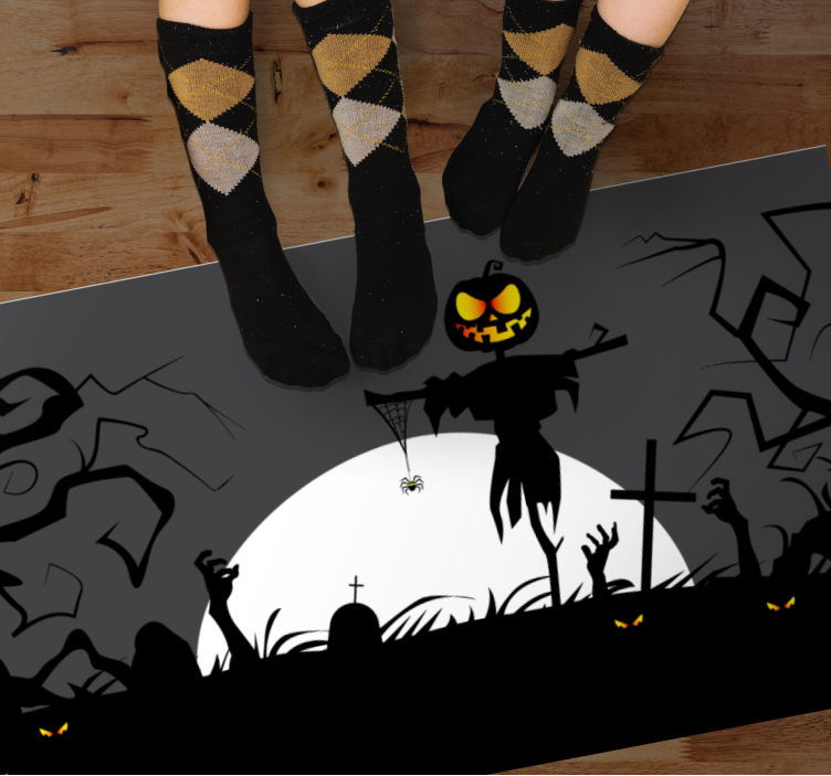 Eerie cemetery Setting halloween rugs - TenStickers