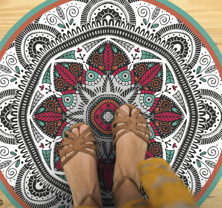 Circular grey focus mandala rug - TenStickers