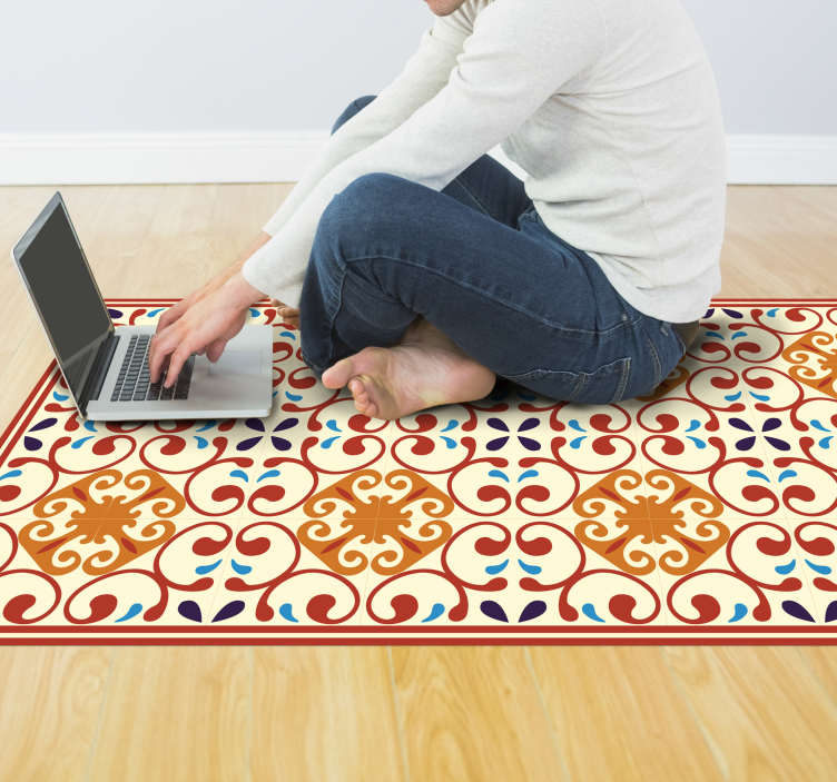 Elaborate Botanical Motif mosaic rug - TenStickers
