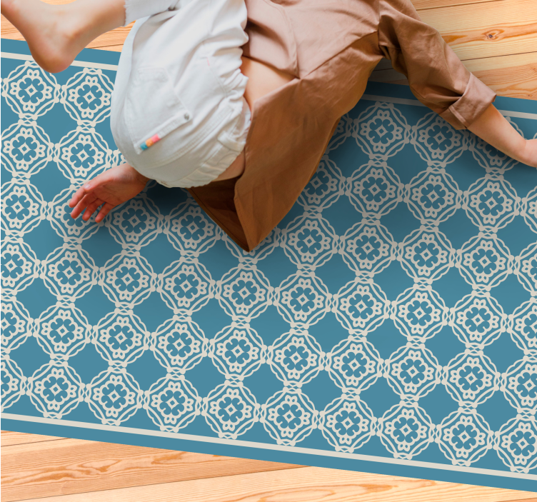 Elegant blue composition mosaic rug - TenStickers