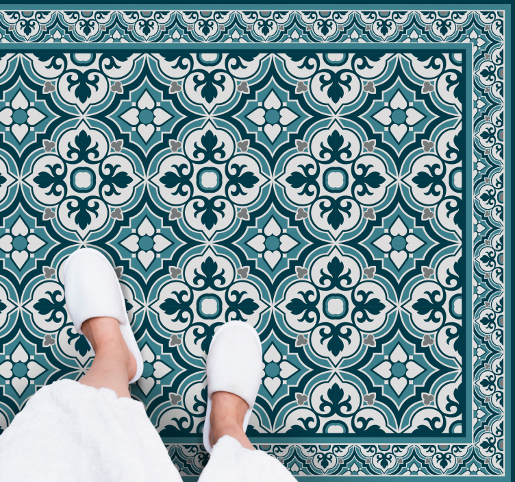 Elegant Blue Motif tile carpet - TenStickers