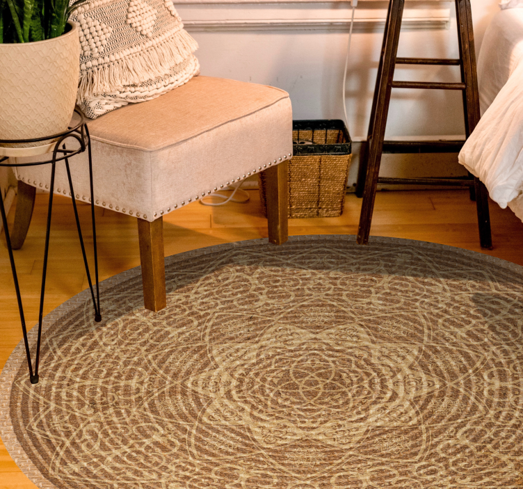 Elegant brown pattern mandala rug - TenStickers
