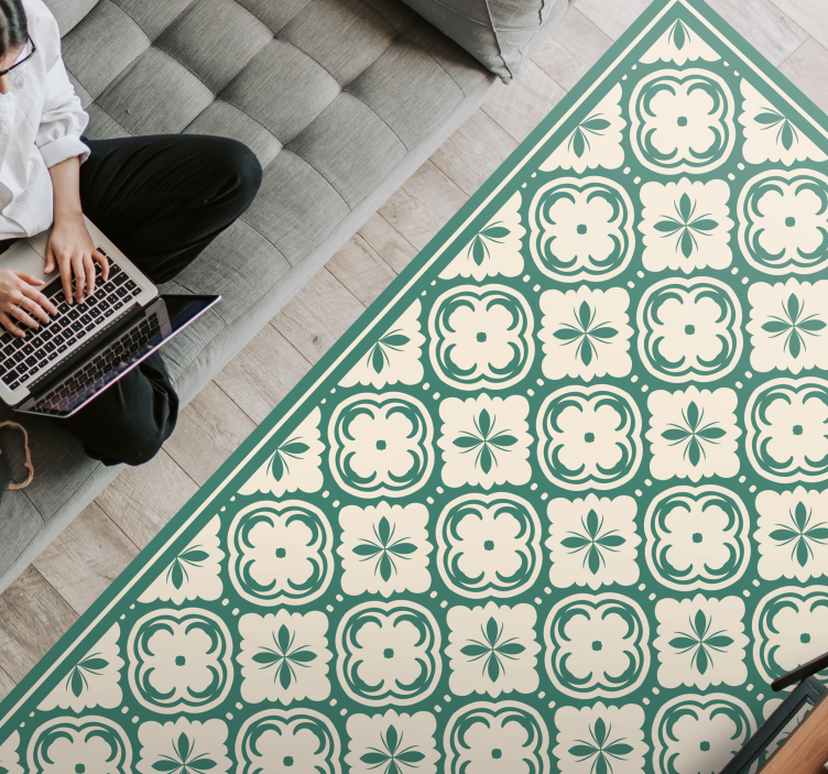 Elegant Floral Element marble rug - TenStickers