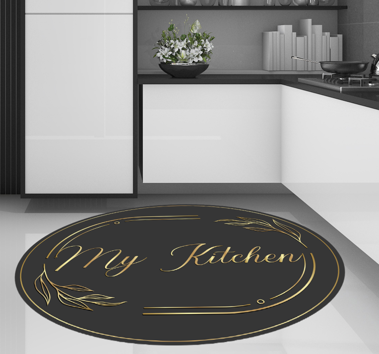 Kitchen vinyl mat in my kitchen's golden style - TenStickers