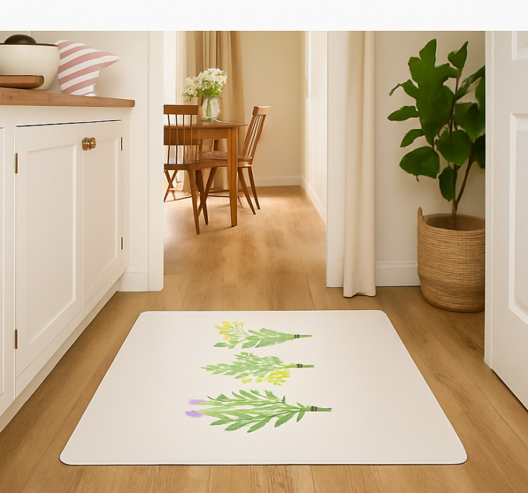 Elegant simple flowers kitchen vinyl mat - TenStickers
