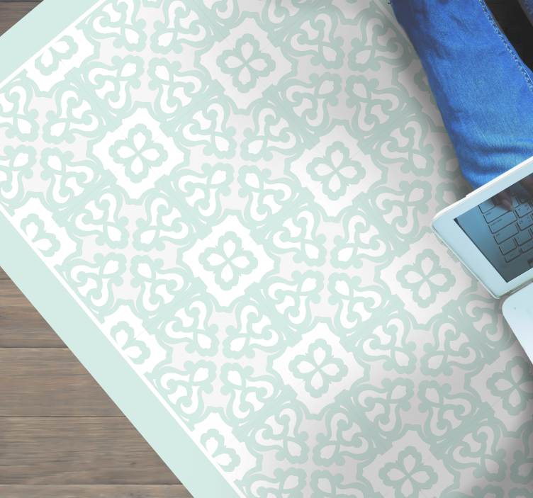 Elegant turquoise tile carpet - TenStickers