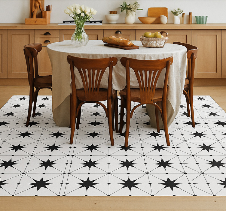 Encaustic Star Pattern dining room rug - TenStickers