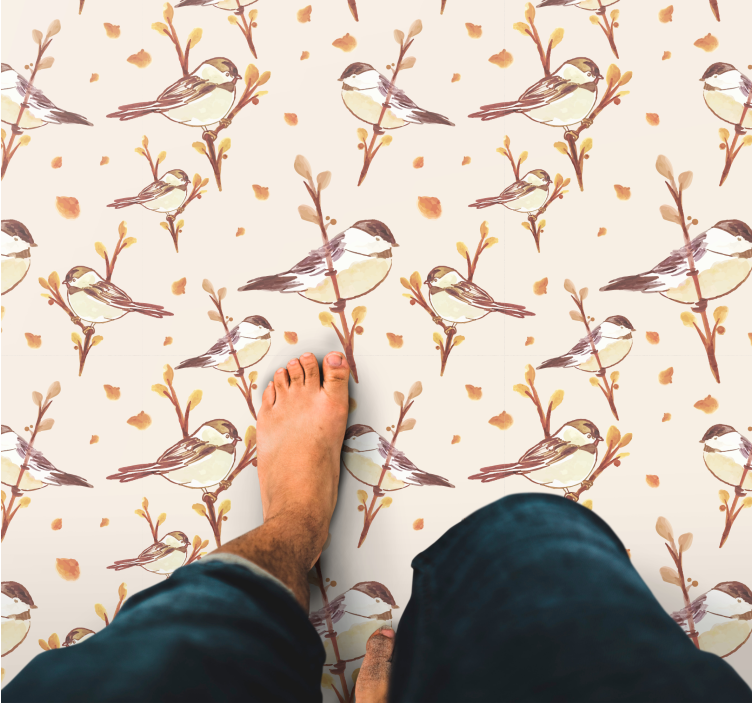 Enchanting Bird Motifs floral rug - TenStickers