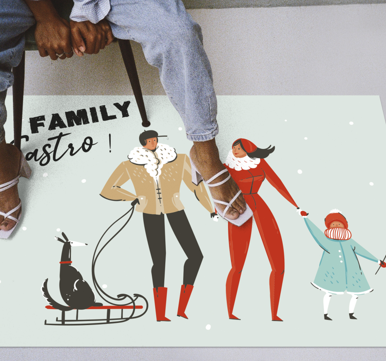 Personalised winter family custom floor mat - TenStickers