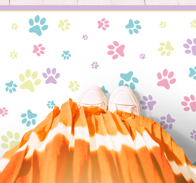 Fantastic colorful dog paws animal rug - TenStickers