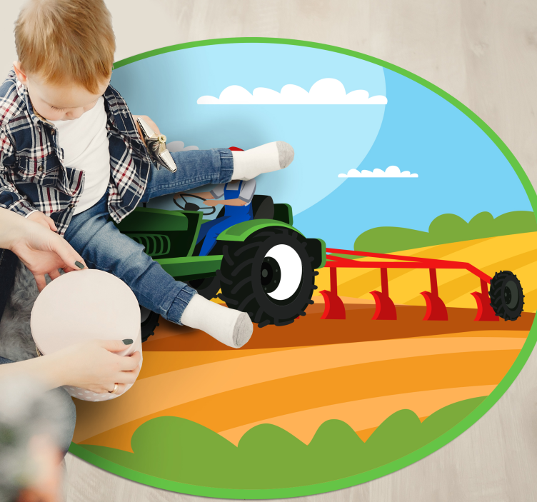 Farming Tractor Scene kids carpet - TenStickers