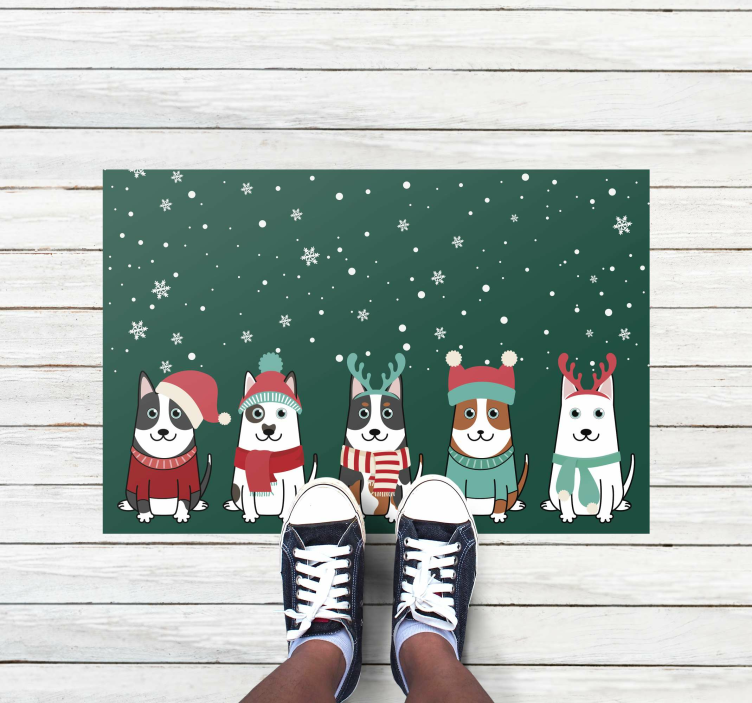 Festive Dogs Ensemble christmas rug - TenStickers