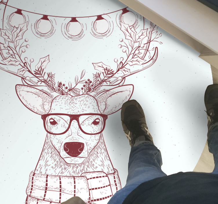 Festive Reindeer Illustration christmas rug - TenStickers