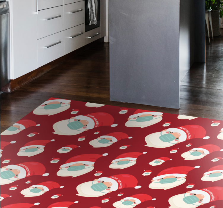 Festive Santa Faces christmas rug - TenStickers