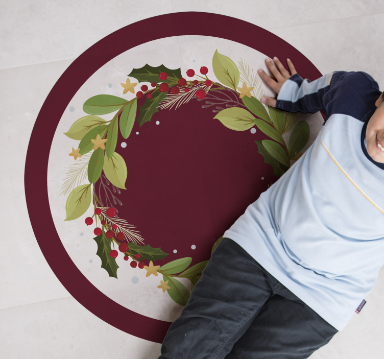 Festive Wreath Circle christmas rug - TenStickers