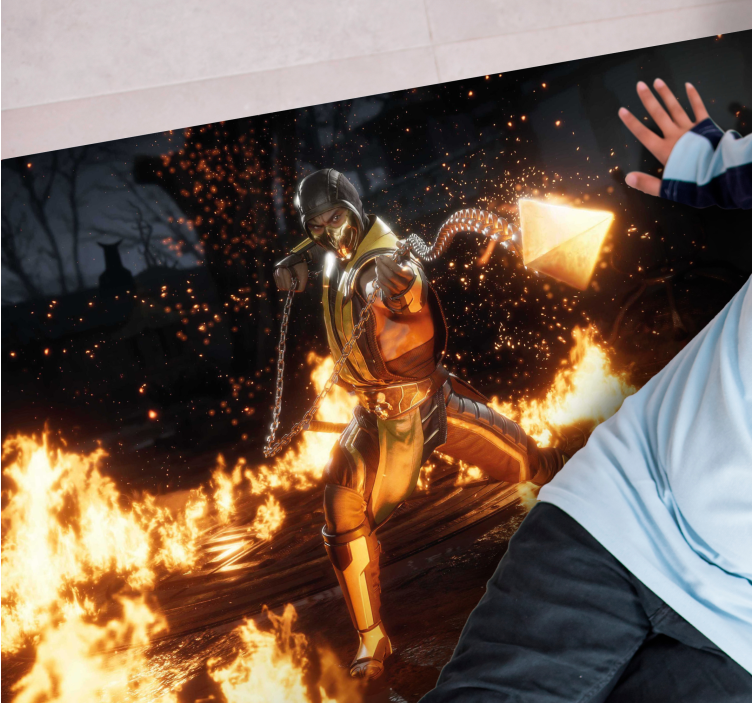 Fiery character action teenage bedroom rug - TenStickers