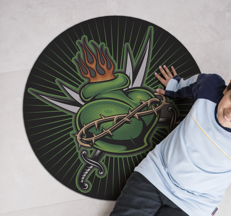 Fiery Sword Heart game rug - TenStickers