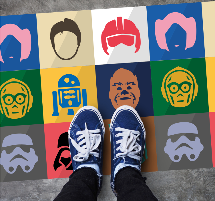 Film character faces teenage bedroom rug - TenStickers