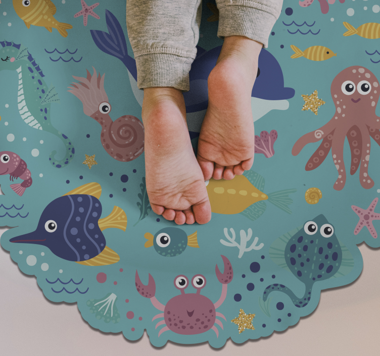 Fish Illustrations Kids Room Rug - TenStickers