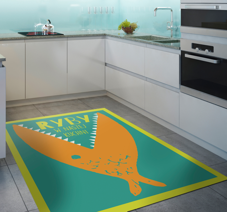 Fish culinary sign kitchen vinyl mat - TenStickers