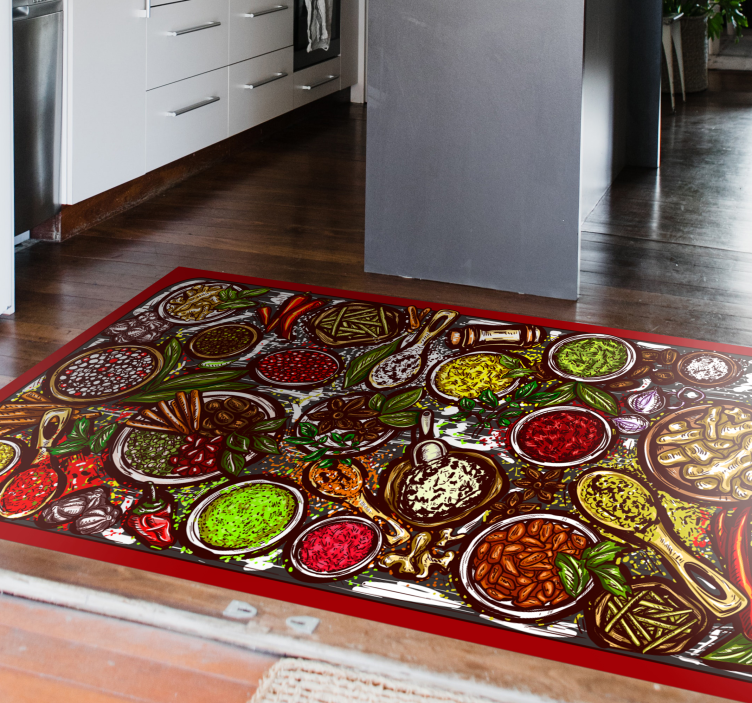 Flavorful culinary spread kitchen mat - TenStickers