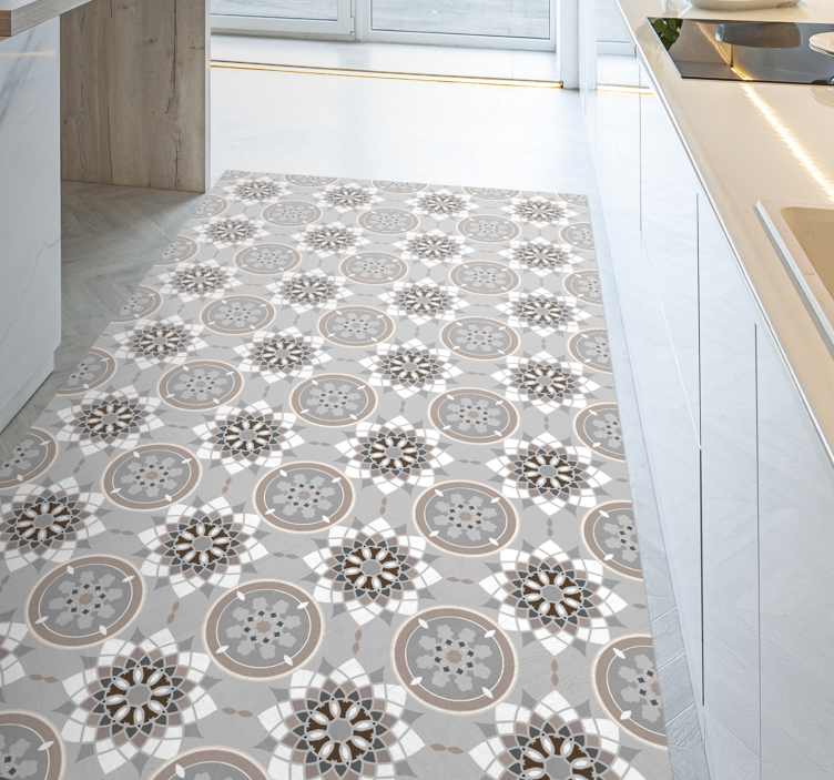 floor flower tile modern rug - TenStickers