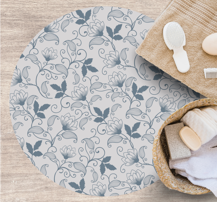 Floral blue "Hamptons" pattern rug - TenStickers