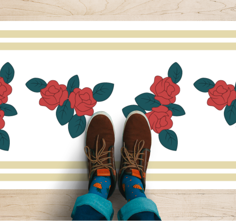 Floral Border Pattern flower rug - TenStickers