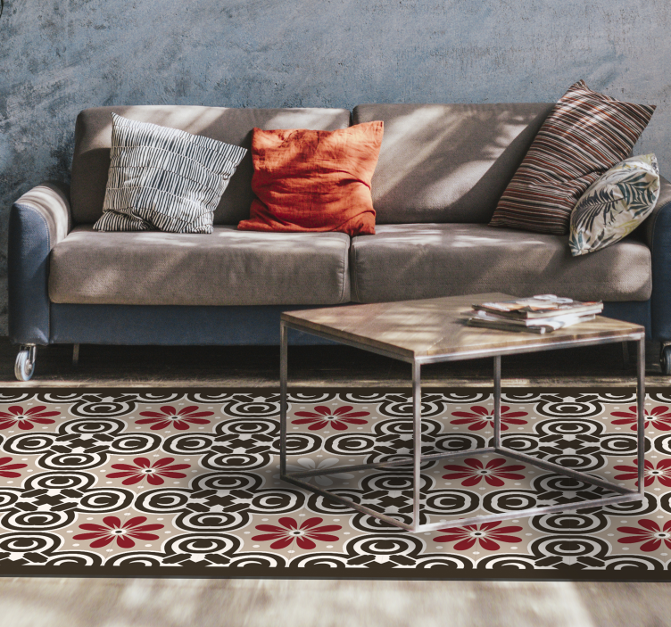 Floral Circular Patterns tile carpet - TenStickers