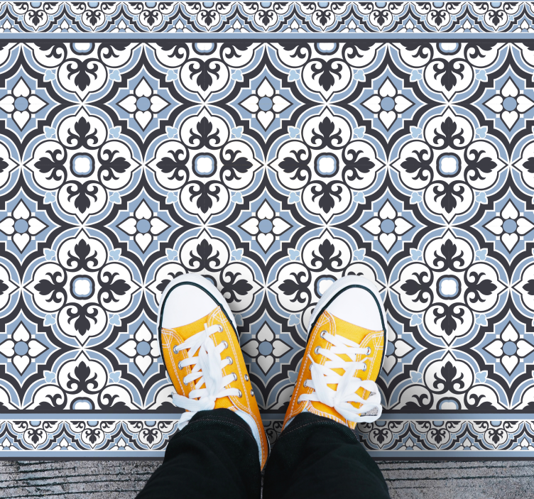 FLORAL GEO PATTERN marble rug - TenStickers