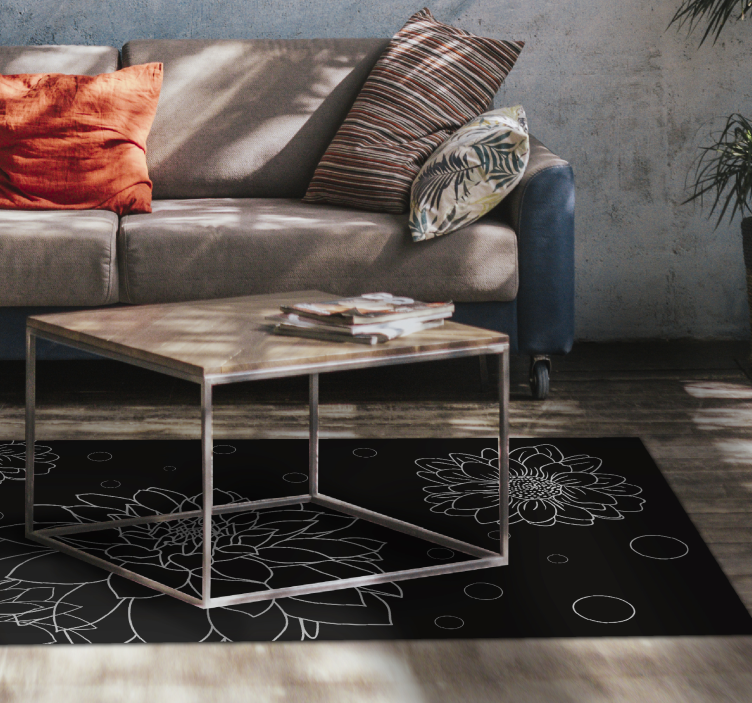 Floral Outline Contrast flower rug - TenStickers