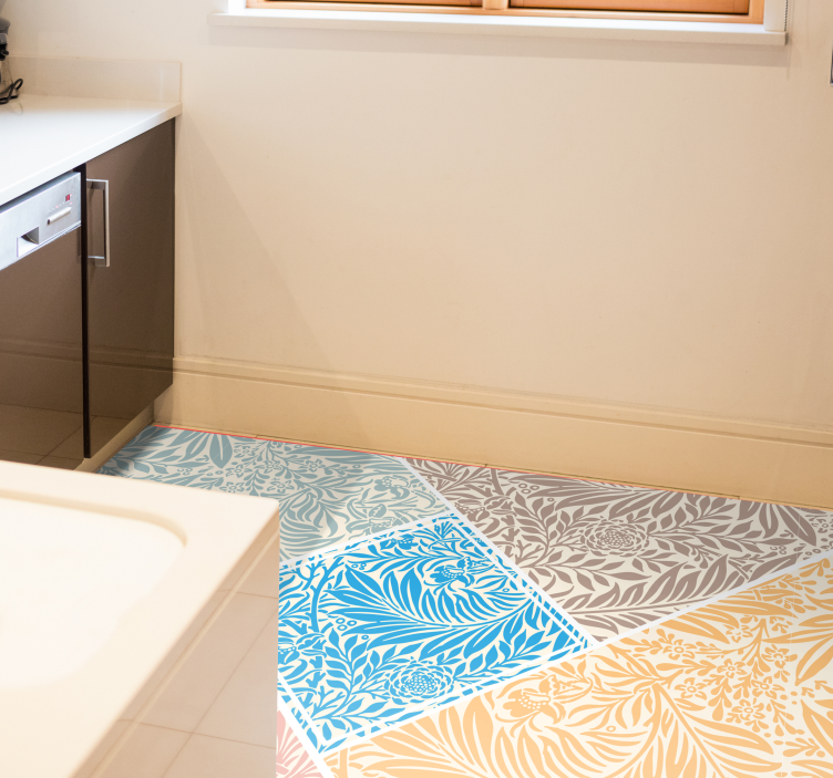 Floral Patchwork Design kitchen vinyl mat - TenStickers