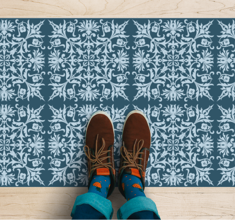 Floral Pattern Blueprint tile carpet - TenStickers