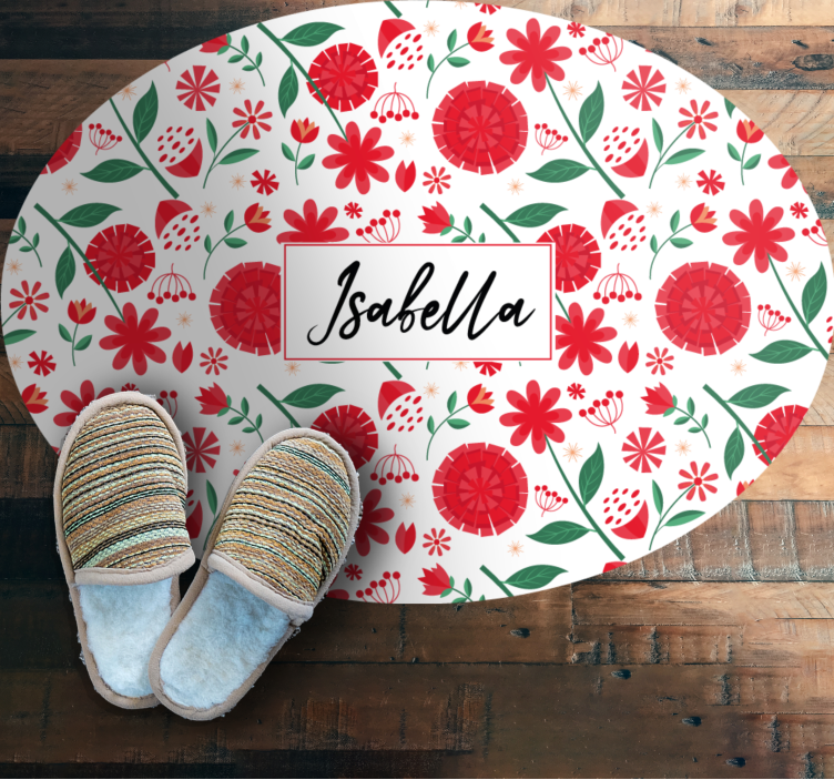 Custom red flowers bedroom carpet - TenStickers