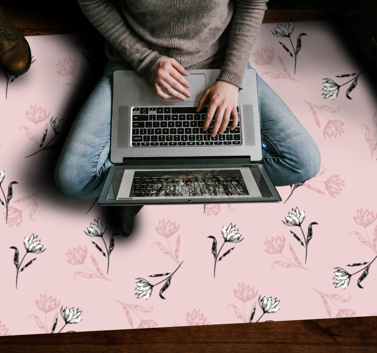 Floral Pink Background flower rug - TenStickers
