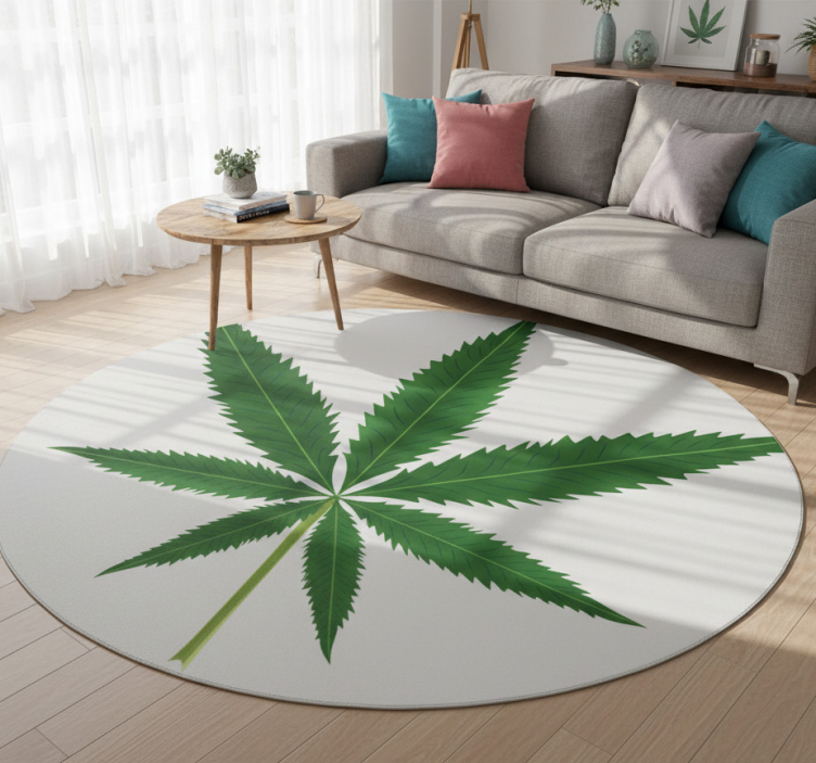 Floral rug with cannabis leaf design - TenStickers