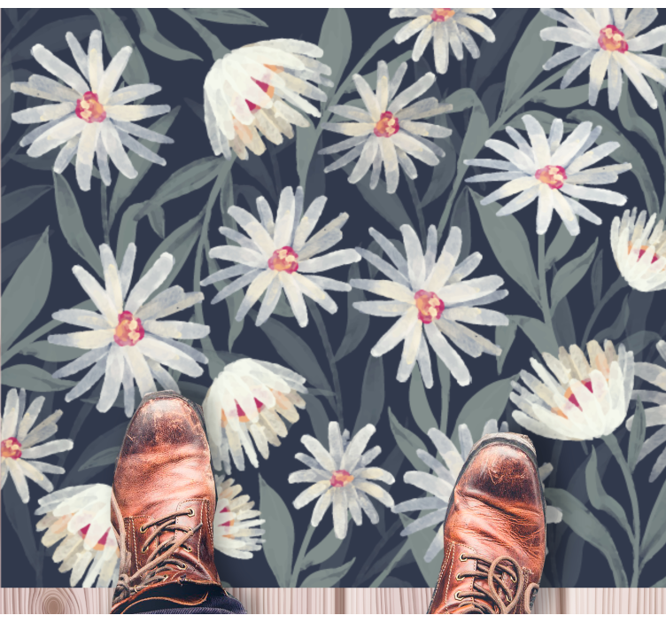 Floral rug floral white daisies - TenStickers