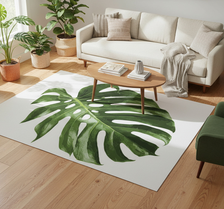 Floral rug with delicious monstera leaf design - TenStickers