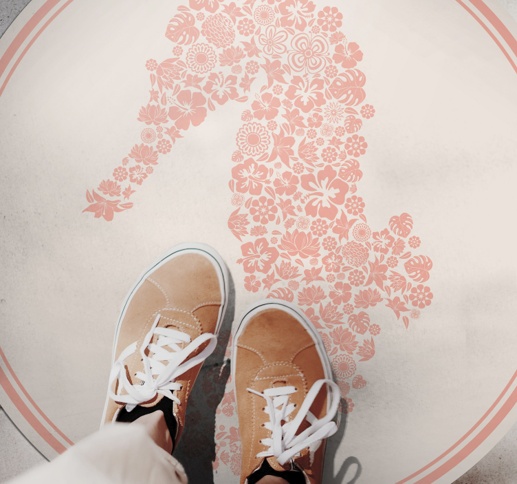 Floral rug seahorse floral pattern - TenStickers