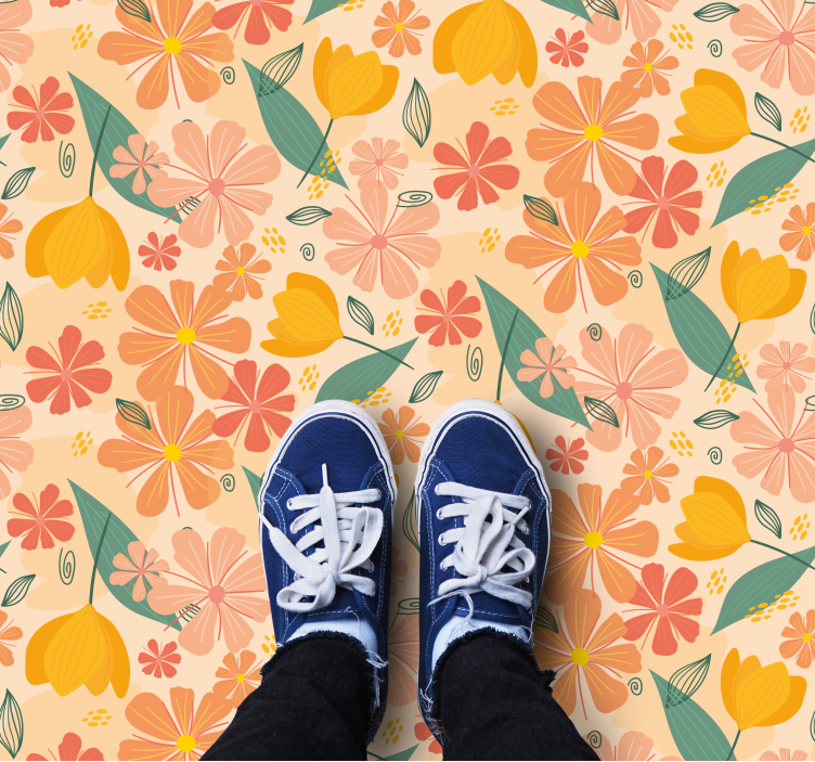 Floral rug with blooming spring flowers - TenStickers