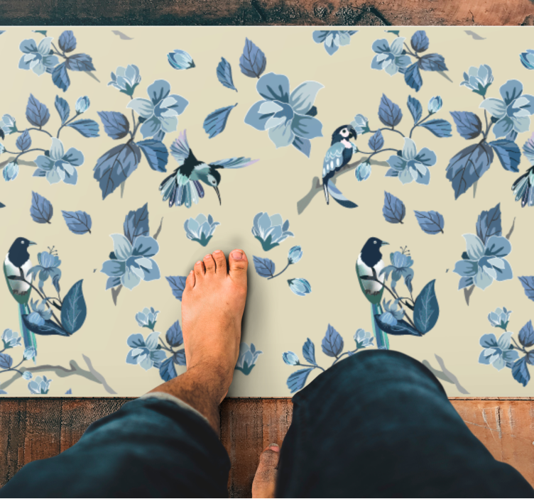 Floral rug with blue floral highlights - TenStickers