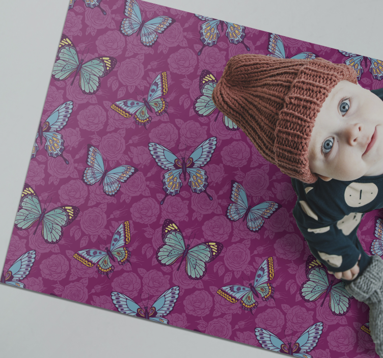 Floral rug with butterfly floral design - TenStickers