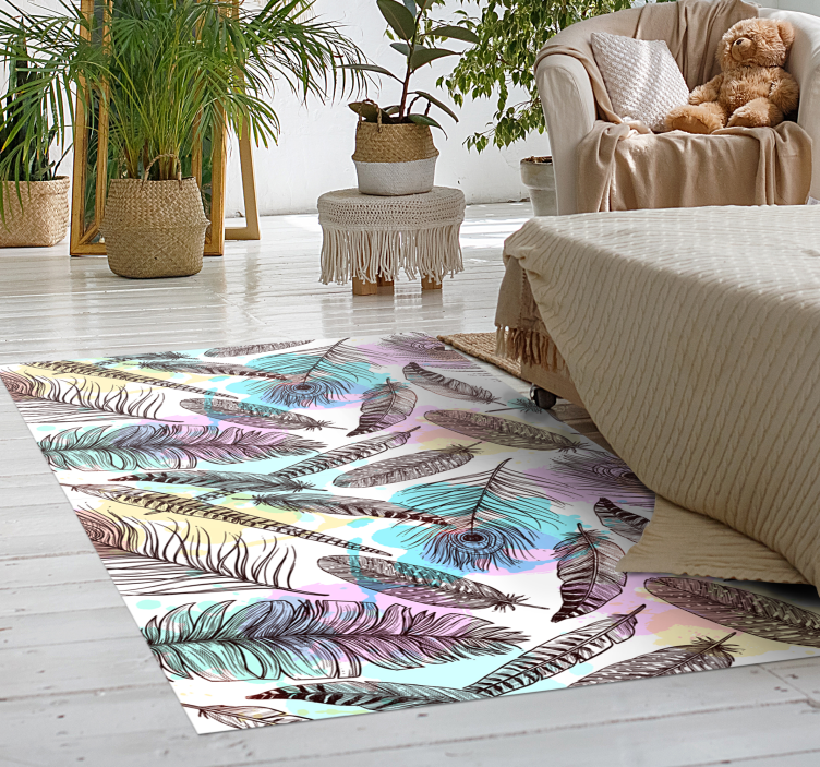 Floral rug with feather design - TenStickers
