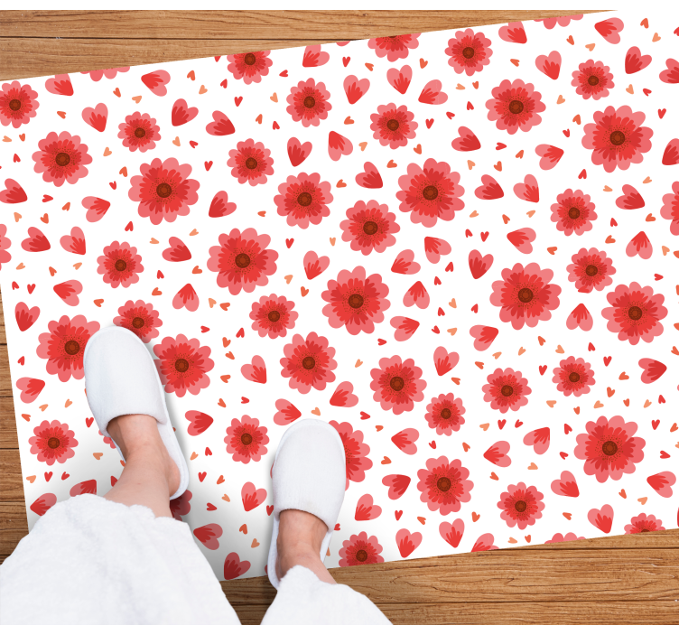Floral rug with heart-shaped design - TenStickers